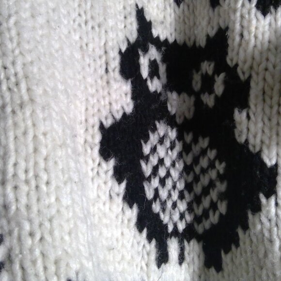 Native Spirt knitted Llama Wool Jacket fleece lined MED Owls - Picture 3 of 14